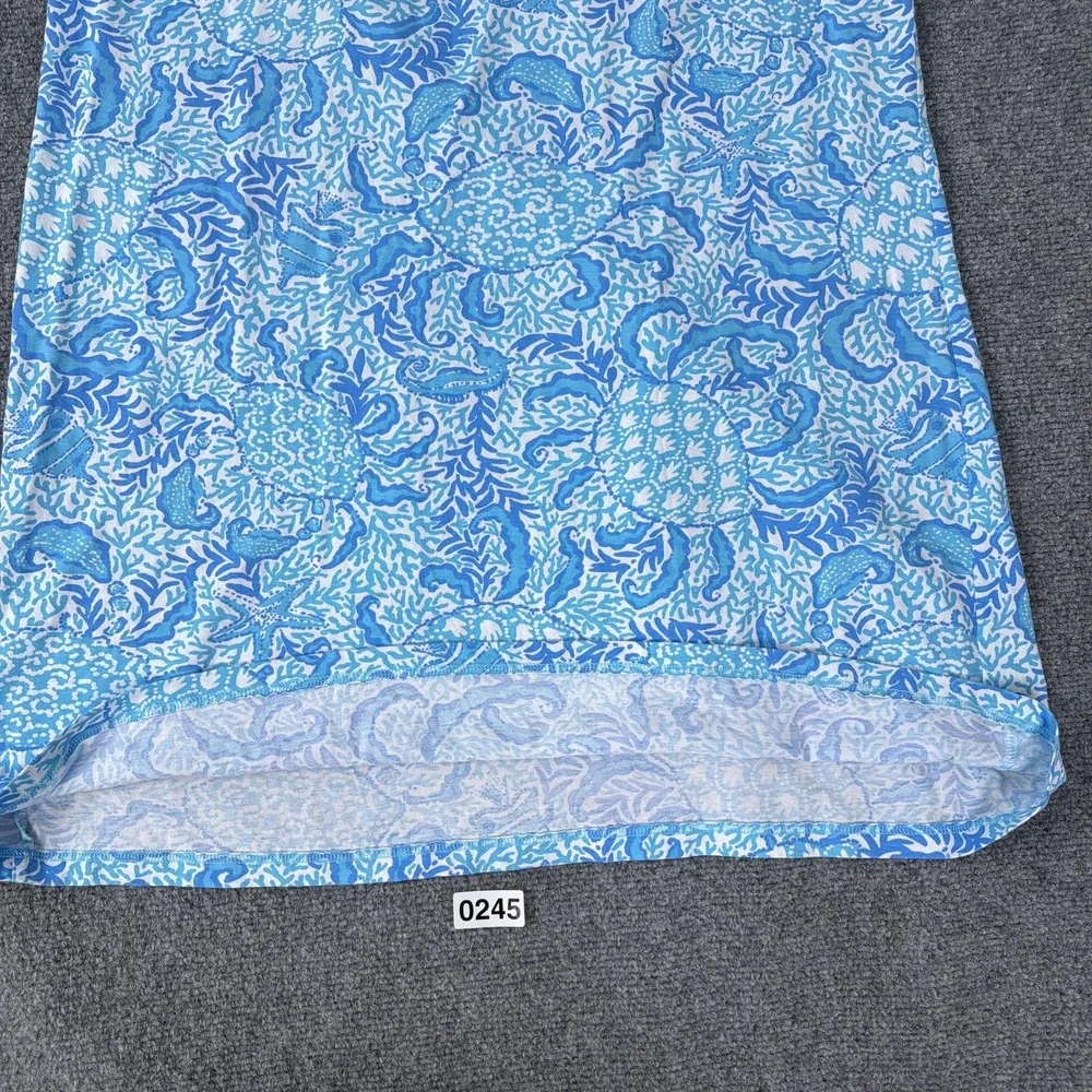 Lilly Pulitzer Dress Etta V-Neck Blue Goombay Grooves Pima Cotton Resort Beach - Picture 10 of 12